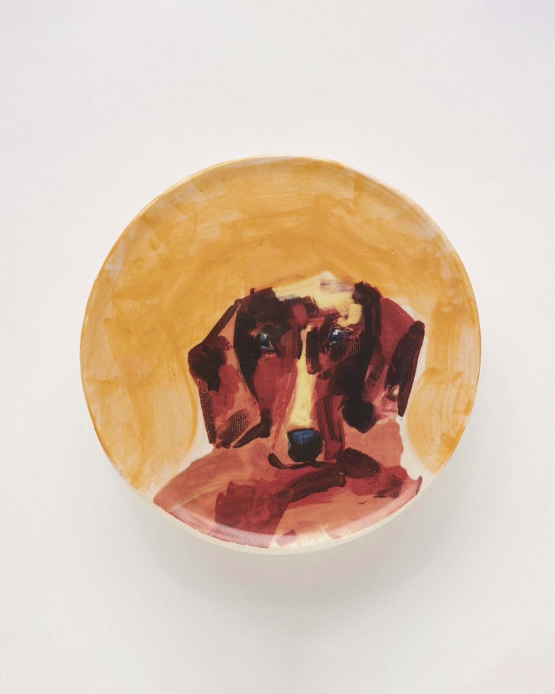 Dachshund handmade ceramic dog plate