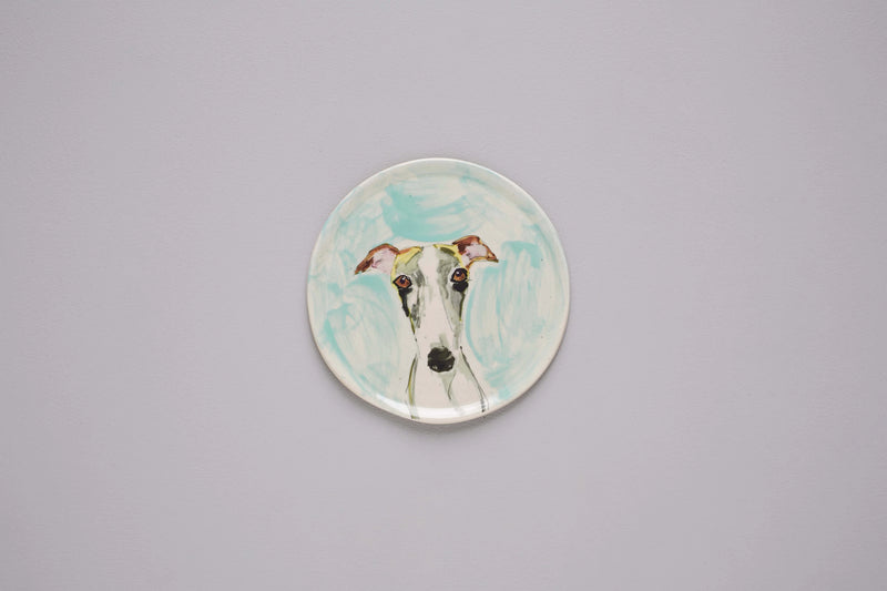 Galgo handmade ceramic dog plate