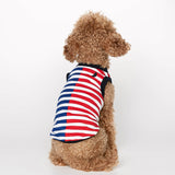 Welsh Terrier wearing our Daniel Green Striped Organic Cotton Dog Bodysuit Vest back view