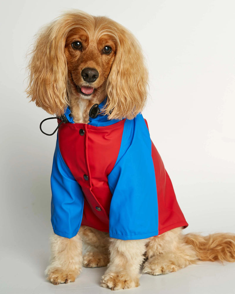 Sarah Red & Blue Recycled Polyester Dog Raincoat