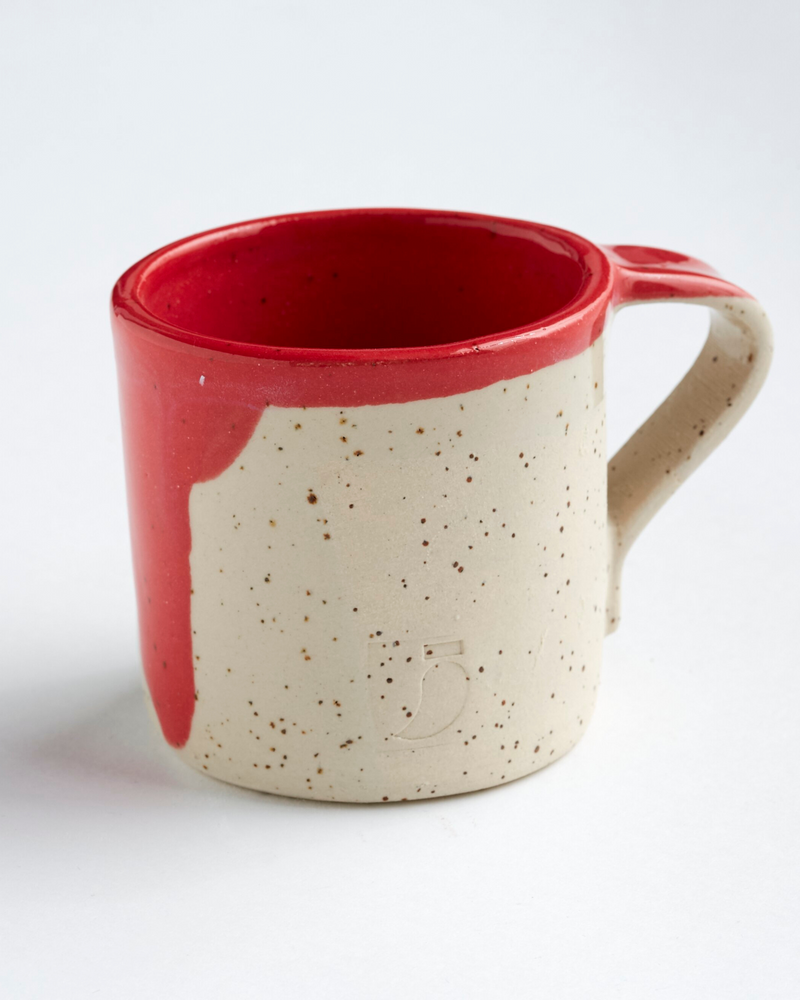 Handmade red ceramic mug