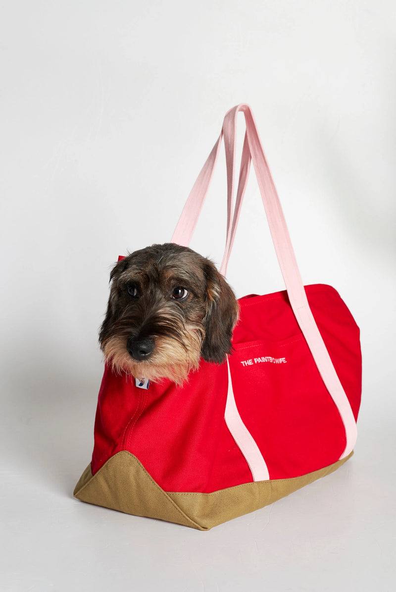 Constantin Red and Pink Cotton Canvas Dog Carrier Bag